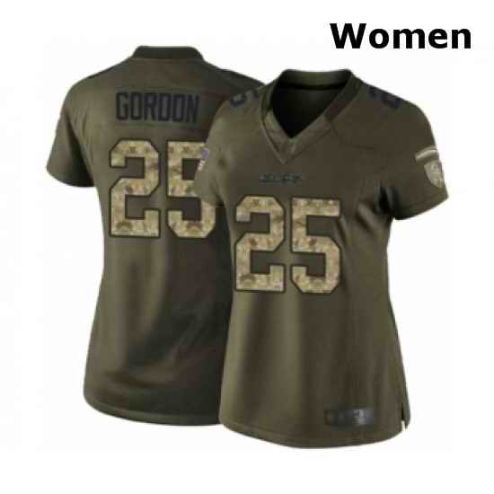 Womens Los Angeles Chargers 25 Melvin Gordon Elite Green Salute to Service Football Jersey